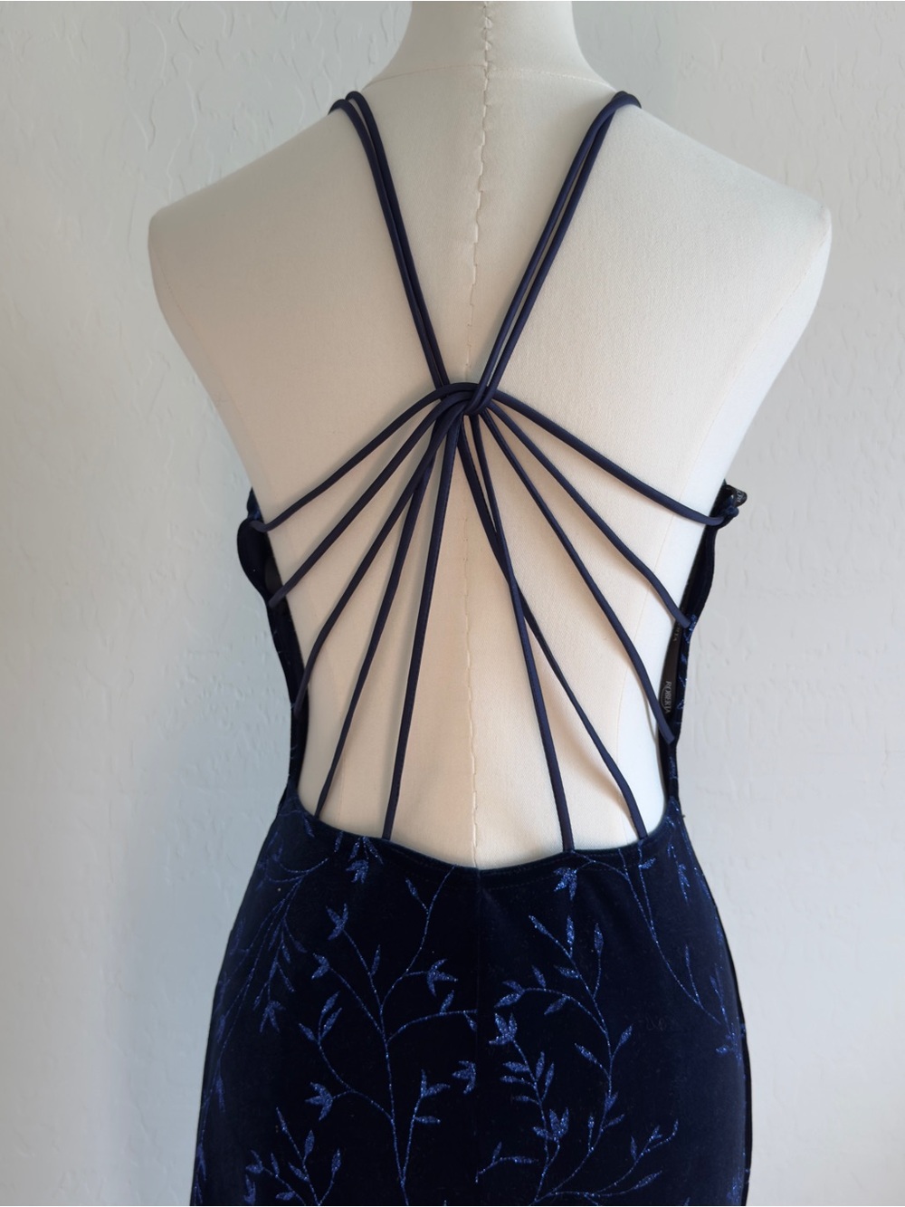 Y2K Navy Blue Strappy Back Formal Maxi Dress - Picture 3 of 4